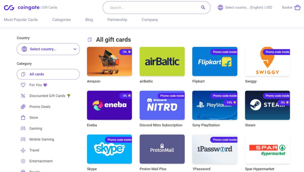 Best Websites To Buy Gift Card With Cryptocurrency 2023 1 coingate - buy giftcards with Bitcoin